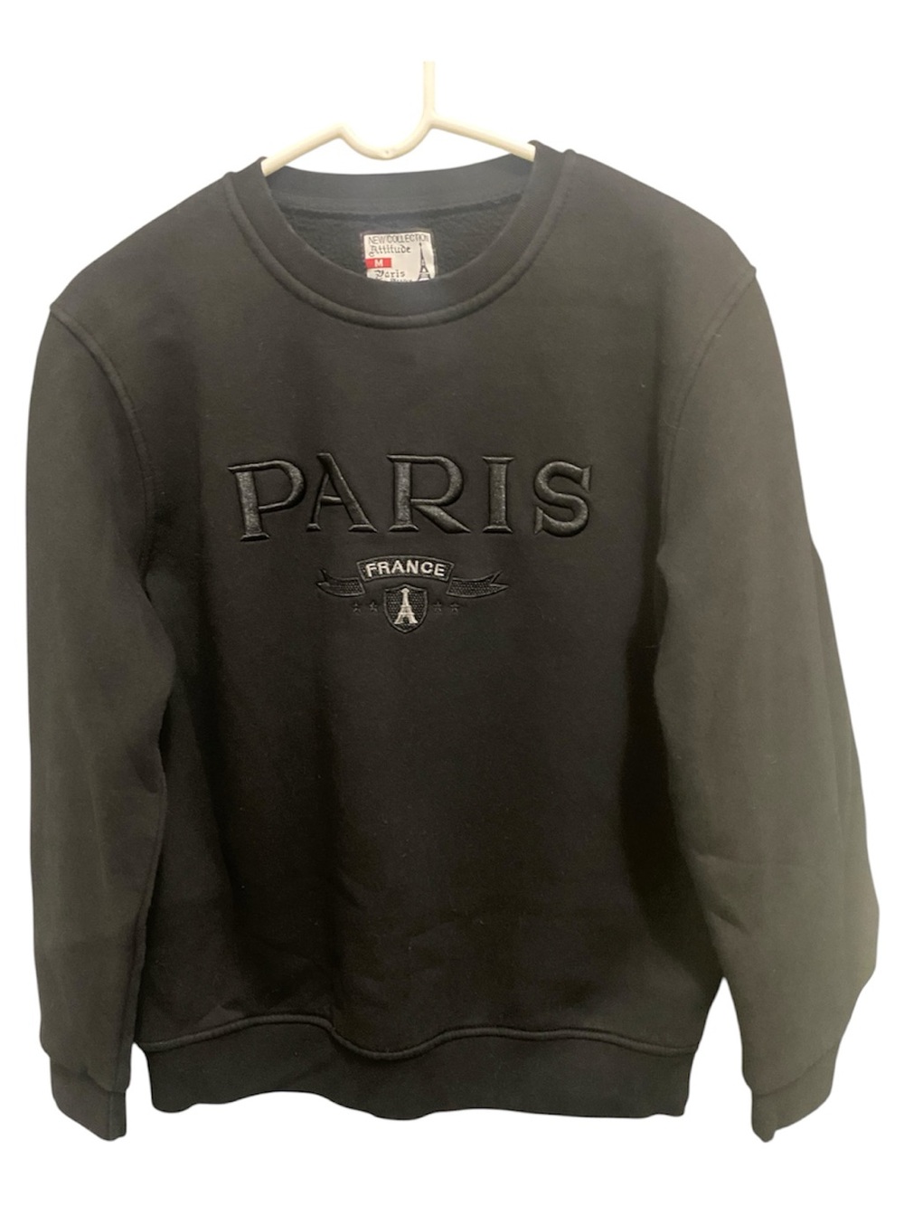 Black Paris Embroidered Crewneck Sweatshirt